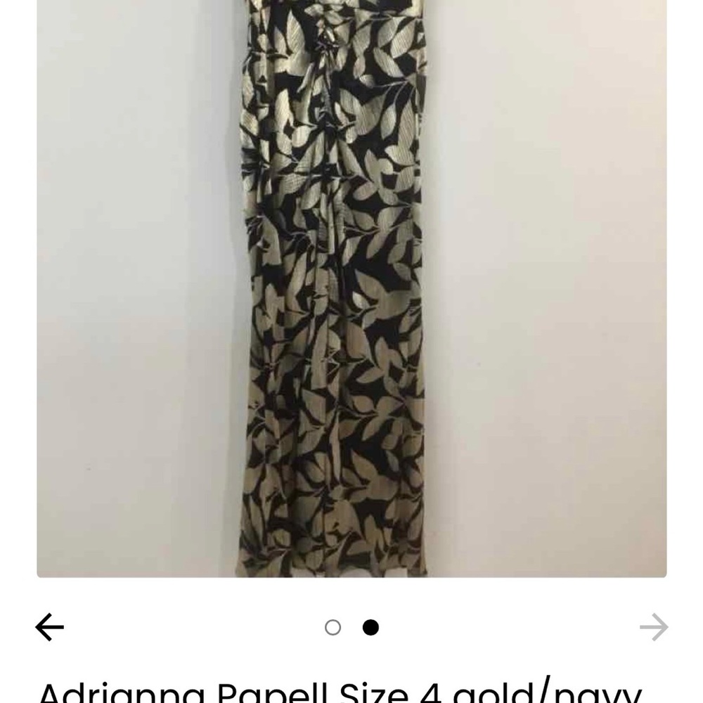 Adrianna Papell Metallic Leaf Pattern Gown